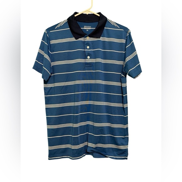 Brook’s Brothers Blue and White Striped Polo Shirt Size Medium - Picture 1 of 6